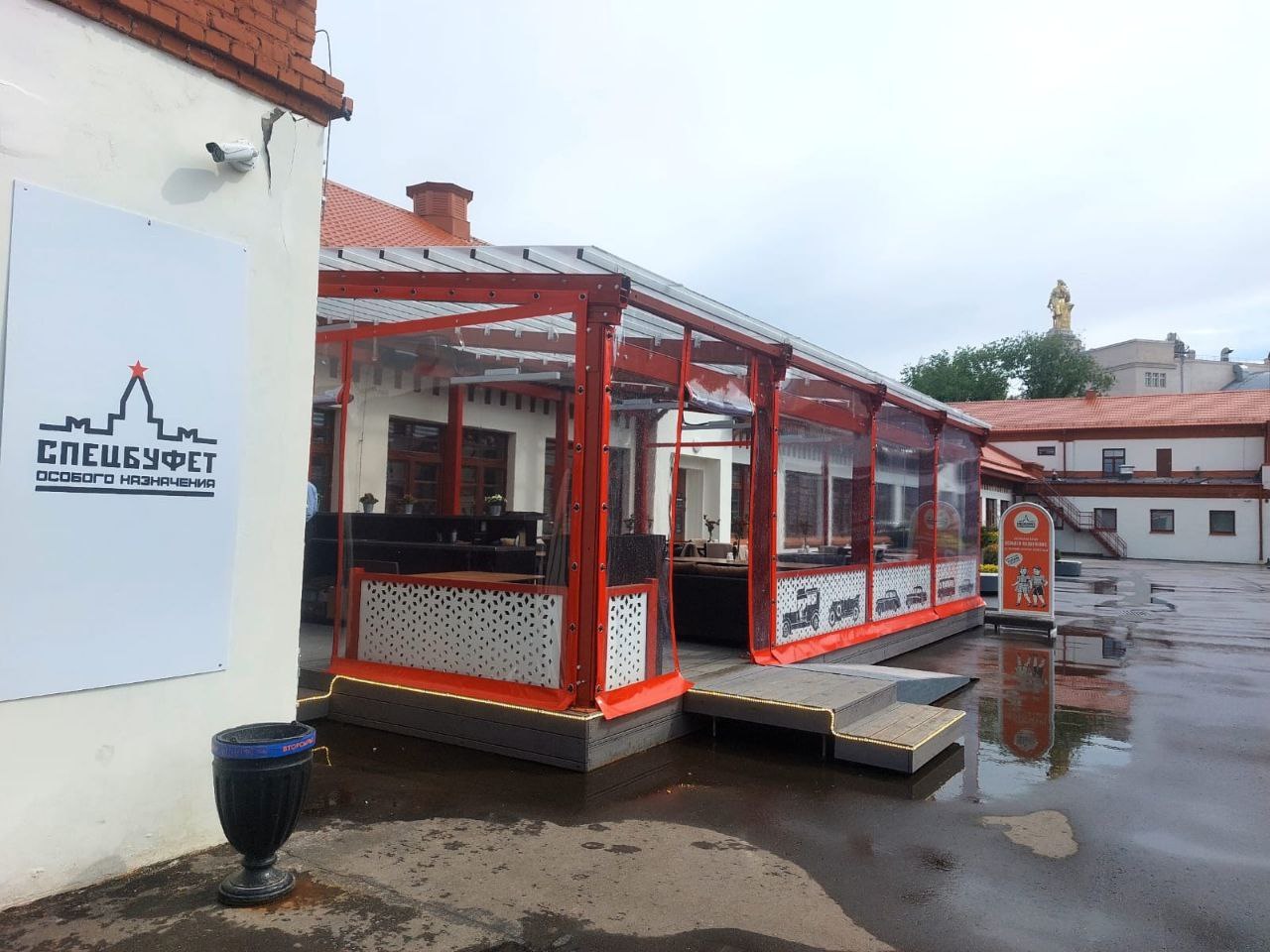 ПВХ шторы для летней террасы кафе в посёлке Пителино